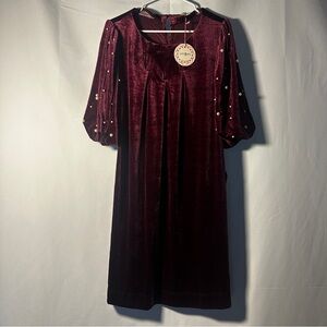 NWT Umgee Rich Plum Velvet Pearl Dress Large